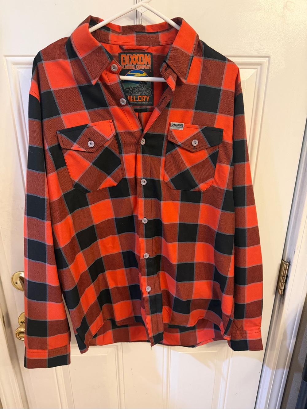 DIXXON Orange & Black Plaid Button-Down Shirt